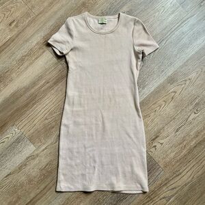 Aritzia Wilfred Free Pink Ribbed T-Shirt Dress
